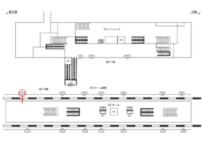 りんかい線／天王洲アイル駅／ホーム線側／№2駅看板・駅広告、位置図