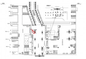 JR／品川駅／自由通路／№3駅看板・駅広告、位置図