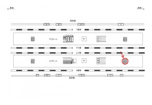 JR／新浦安駅／上りホーム№B03&B04№04、位置図