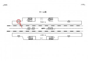 つくばエクスプレス　青井駅／下りホーム／№1駅看板・駅広告、位置図