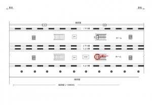 JR／南船橋駅／ホーム階段／№10駅看板・駅広告、位置図