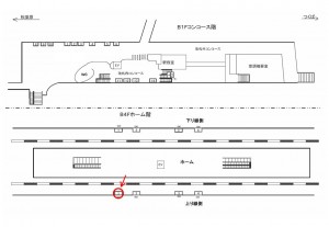 つくばエクスプレス　浅草駅／上り線側／№1駅看板・駅広告、位置図