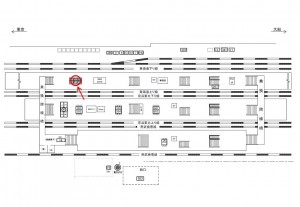 JR／川崎駅／列車ホーム№B01&B02№02駅看板・駅広告、位置図
