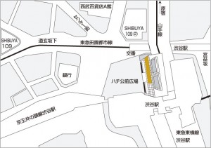 JR／渋谷駅／ハチコーボード 14日間№14駅臨時広告・駅広告、位置図
