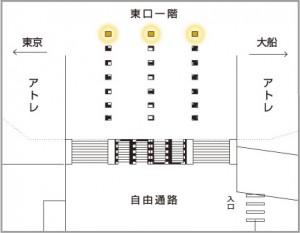 JR／川崎駅／アゼリア・ピラー 7日間№7駅臨時広告・駅広告、位置図