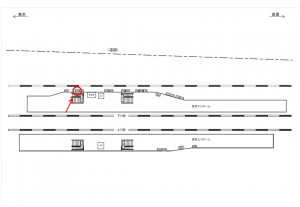 JR／武蔵境駅／高架下りホーム／№102駅看板・駅広告、位置図