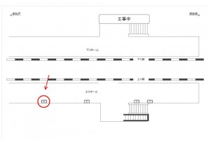 JR／市川大野駅／上りホーム／№22駅看板・駅広告、位置図