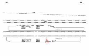 JR／武蔵境駅／高架上りホーム／№103駅看板・駅広告、位置図