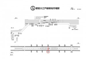 都営／築地市場駅／大江戸線Ｗ5-Ｈ7№7駅看板・駅広告、位置図