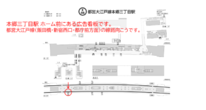 都営/本郷三丁目駅/大江戸線W5-H1№1駅看板・駅広告、位置図