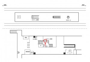 ゆりかもめ　台場駅／ホーム階段／№5駅看板・駅広告、位置図
