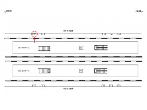 つくばエクスプレス／流山おおたかの森駅／下り線側／№1駅看板・駅広告、位置図