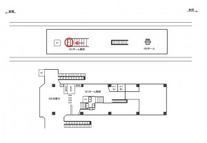 ゆりかもめ　汐留駅／ホーム階段／№5駅看板・駅広告、位置図