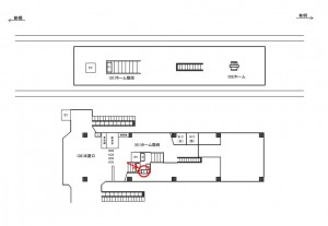 ゆりかもめ 汐留駅/ホーム階段/№2駅看板・駅広告、位置図