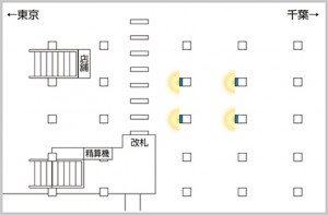 JR／船橋駅／J-ADビジョン　船橋駅改札外セット№AD駅デジタルサイネージ・駅広告、位置図