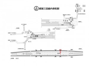 都営／内幸町駅／三田線Ｗ5-14№14駅看板・駅広告、位置図