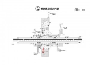 都営／大門駅／浅草線W5-19№19駅看板・駅広告、位置図