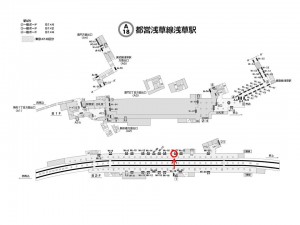 都営／浅草駅／浅草線Ｗ1-21Ａ№21駅看板・駅広告、位置図