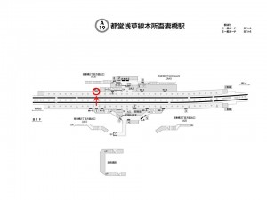 都営／本所吾妻橋駅／浅草線Ｗ1-2№2駅看板・駅広告、位置図