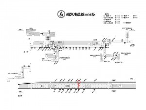 都営／三田駅／浅草線W5-20№20駅看板・駅広告、位置図