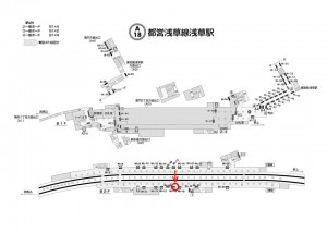 都営／浅草駅／浅草線Ｗ1-15Ａ№15駅看板・駅広告、位置図