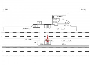 JR／宿河原駅／上りホーム／№4駅看板・駅広告、位置図