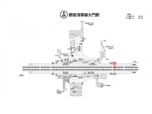 都営／大門駅／浅草線W5-17№17駅看板・駅広告、位置図
