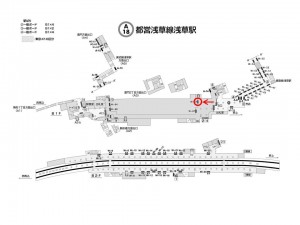 都営／浅草駅／浅草線Ｗ1-69№69駅看板・駅広告、位置図