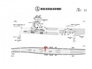 都営／浅草橋駅／浅草線Ｗ3-2№2駅看板・駅広告、位置図