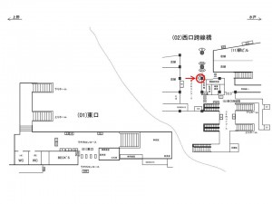 JR／取手駅／西口跨線橋／№5駅看板・駅広告、位置図