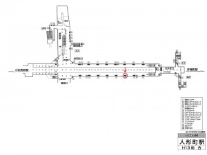 東京メトロ／人形町駅／日比谷線№3A№A駅看板・駅広告、位置図