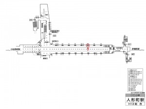 東京メトロ／人形町駅／日比谷線№14A№A駅看板・駅広告、位置図