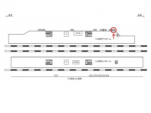 JR／東小金井駅／高架下りホーム／№108駅看板・駅広告、位置図