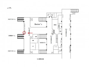 JR／蘇我駅／本屋改札内／№3駅看板・駅広告、位置図