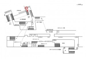つくばエクスプレス/秋葉原駅/乗り換え通路/№3駅看板・駅広告、位置図