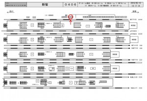 JR／新宿駅／16番線前／№25駅看板・駅広告、位置図