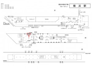 横浜市営／横浜駅／横浜駅グランボード 7日間№7駅ポスター・駅広告、位置図