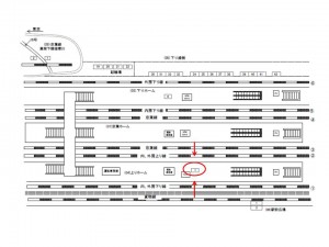 JR／蘇我駅／上りホーム／№1駅看板・駅広告、位置図