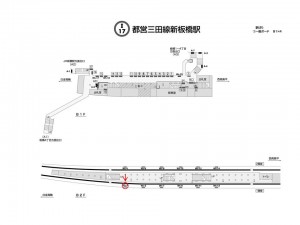 都営／新板橋駅／三田線W5-3№3駅看板・駅広告、位置図