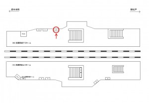 JR／南浦和駅／武蔵線下りホーム／№2駅看板・駅広告、位置図