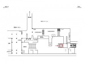 JR／両国駅／ホーム階段／№1駅看板・駅広告、位置図