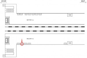 JR／三郷駅／上りホーム／№3駅看板・駅広告、位置図
