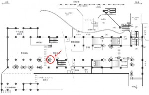 JR／北千住駅／南口改札／№3駅看板・駅広告、位置図