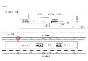 つくばエクスプレス/つくば駅/1番線前/№1駅看板・駅広告、位置図