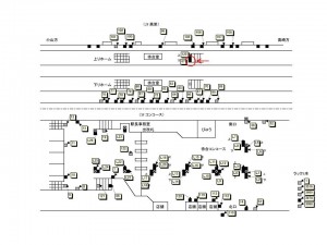 JR/前橋駅/上りホーム階段/№67駅看板・駅広告、位置図