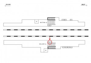 JR／新三郷駅／上りホーム／№5駅看板・駅広告、位置図