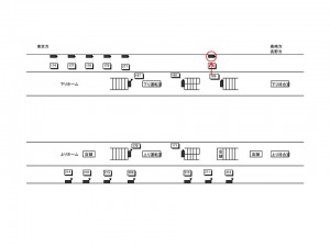 JR/高崎駅/新幹線下り風防壁/№216駅看板・駅広告、位置図