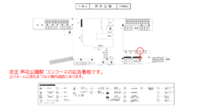 京王／芦花公園駅／駅でん／№300駅看板・駅広告、位置図