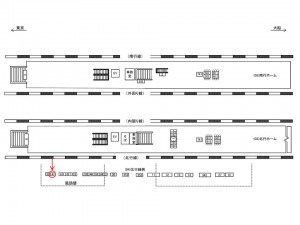 JR／浜松町駅／北行線側／№4駅看板・駅広告、位置図
