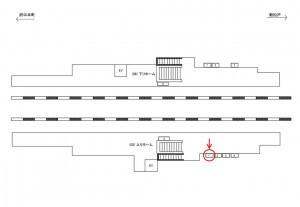 JR／新三郷駅／上りホーム／№1駅看板・駅広告、位置図